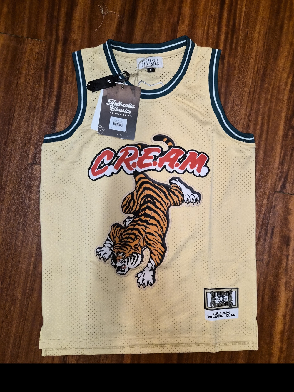 Chase Authentics C.R.E.A.M. Mesh Tank in Cream with Green Trim
